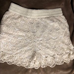 Cream Lace Shorts
